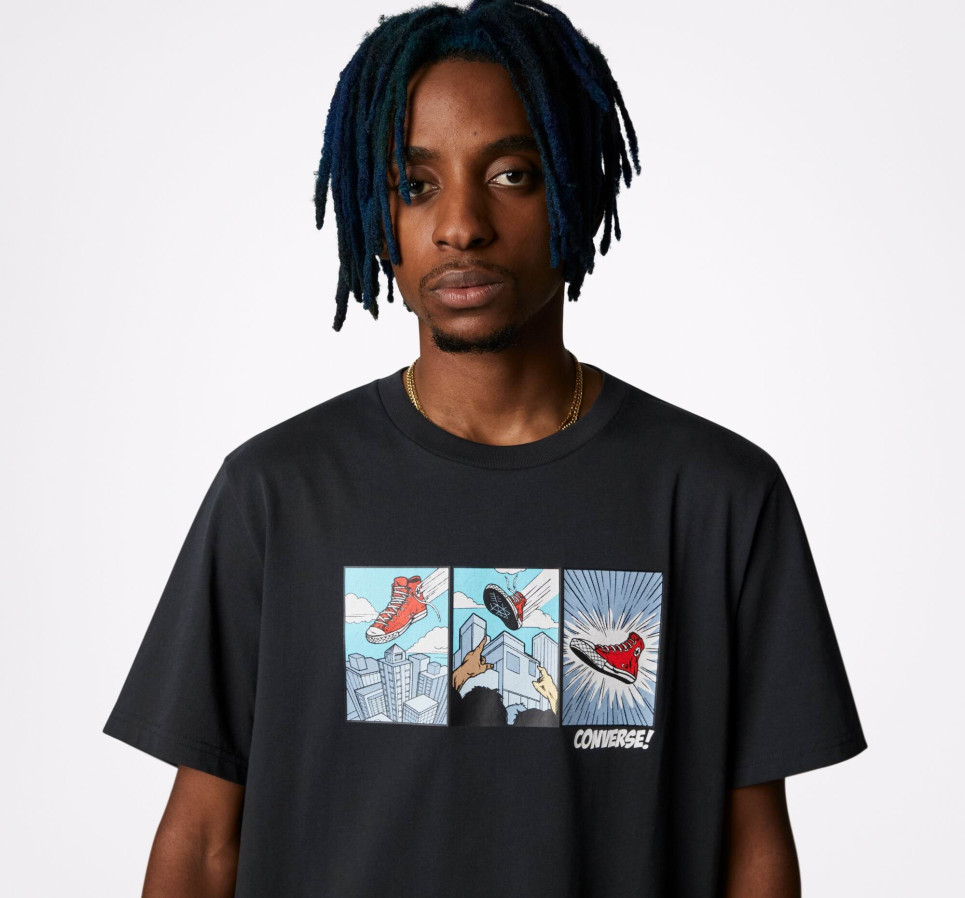 Comic Graphic T-Shirt-Black-L