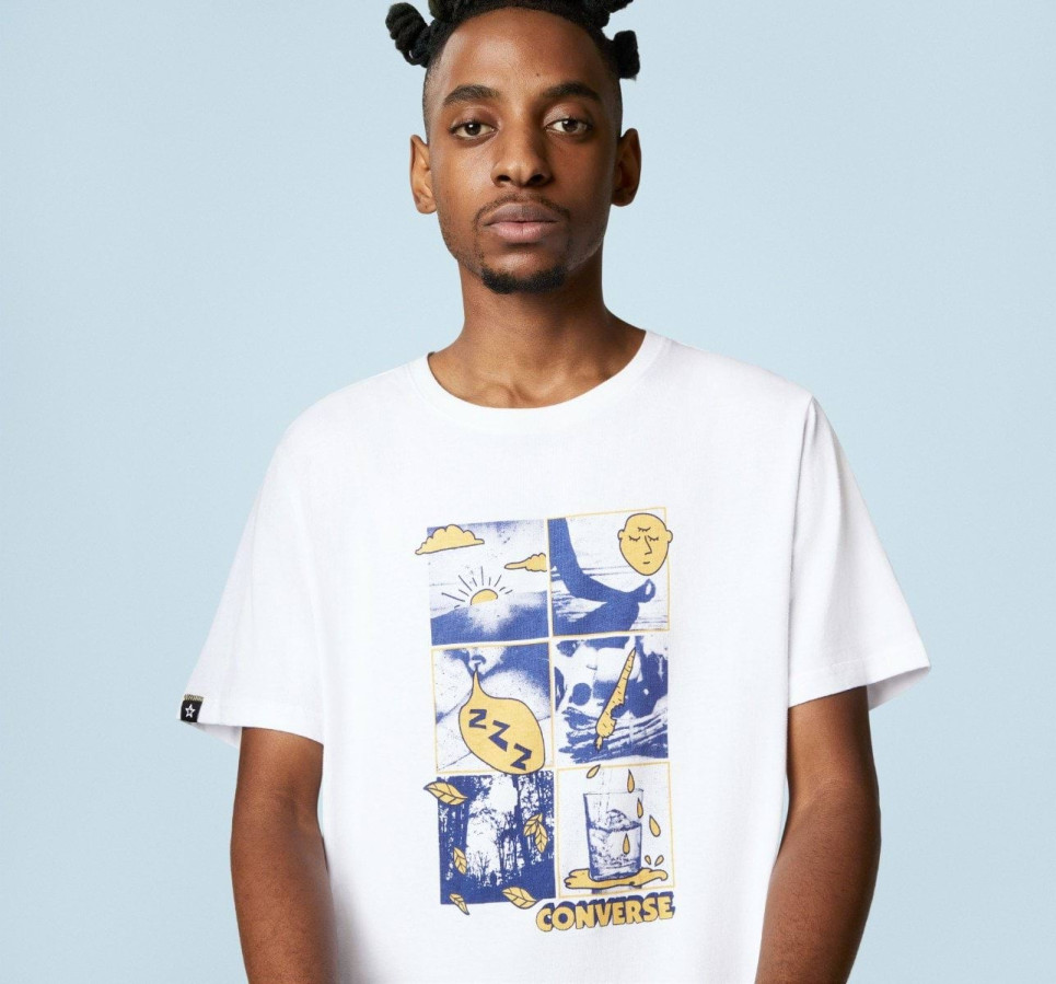 Comic Graphic T-Shirt-White-S