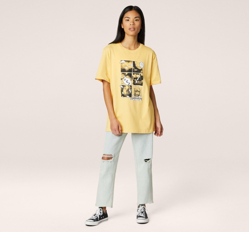 Comic Graphic T-Shirt-Yellow-S