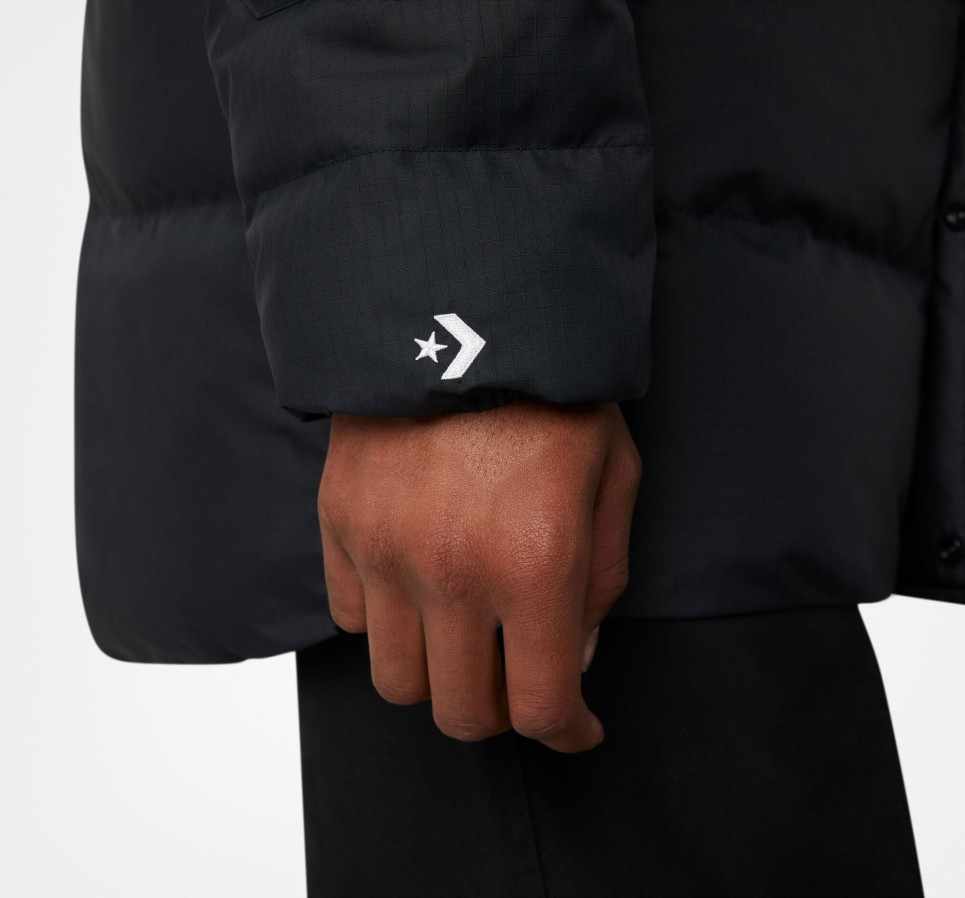 Mid-Length Winter Down Jacket-Black-S