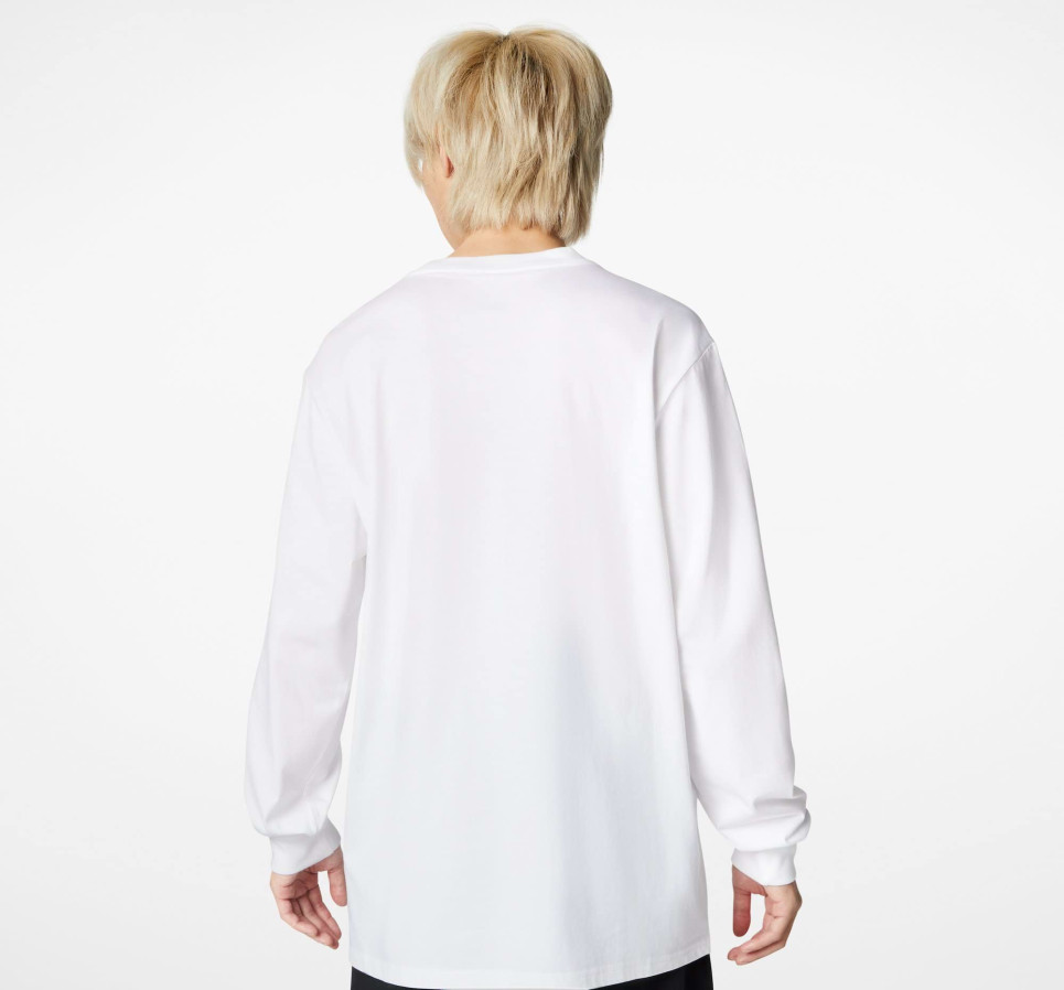 Converse Go-To Embroidered Star Chevron Long Sleeve Tee-White-XS
