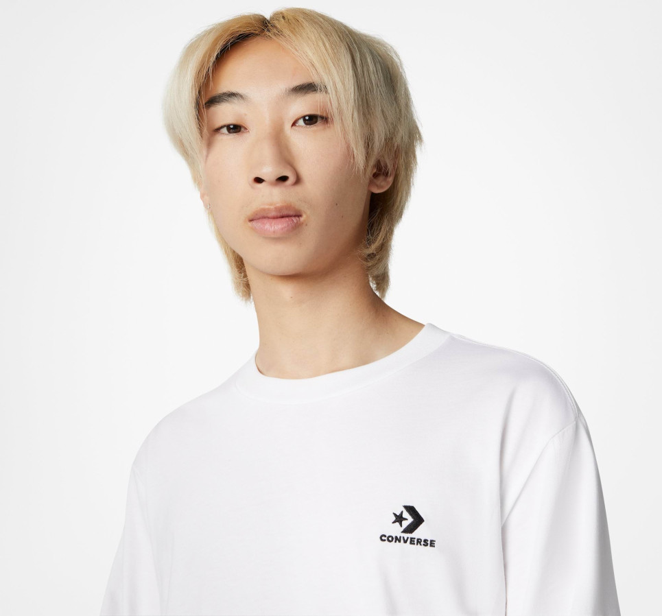 Converse Go-To Embroidered Star Chevron Long Sleeve Tee-White-XS