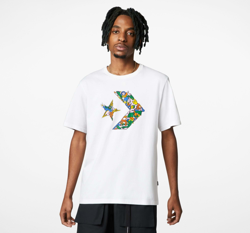 Color Forward Graphic T-Shirt-White-S
