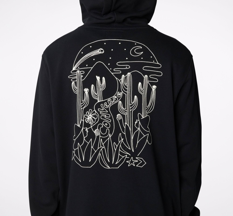 Desert Graphic Pullover Hoodie-Black-S