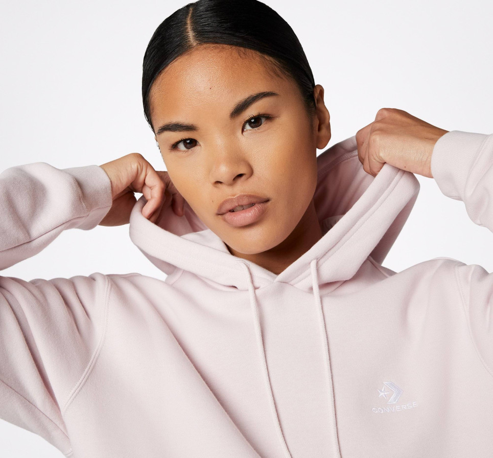 Converse Go-To Embroidered Star Chevron Standard Fit Hoodie-Pink-XS