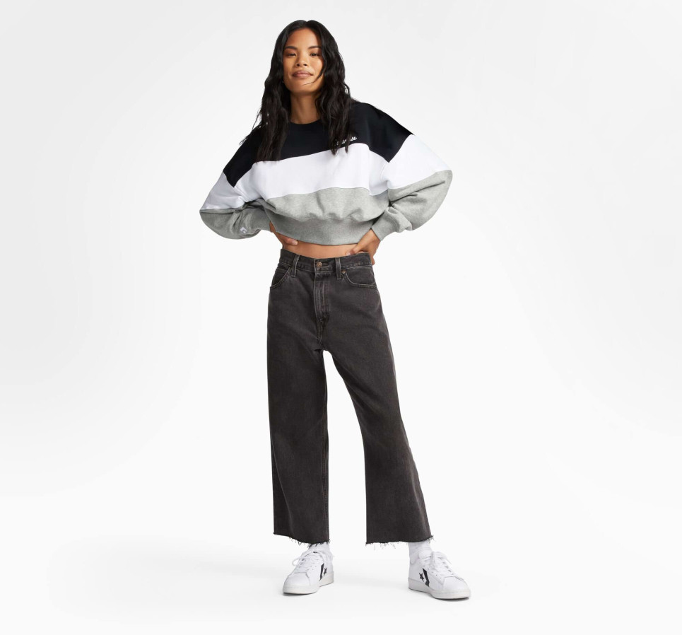 Colorblocked Chain Stitch Crew Sweatshirt