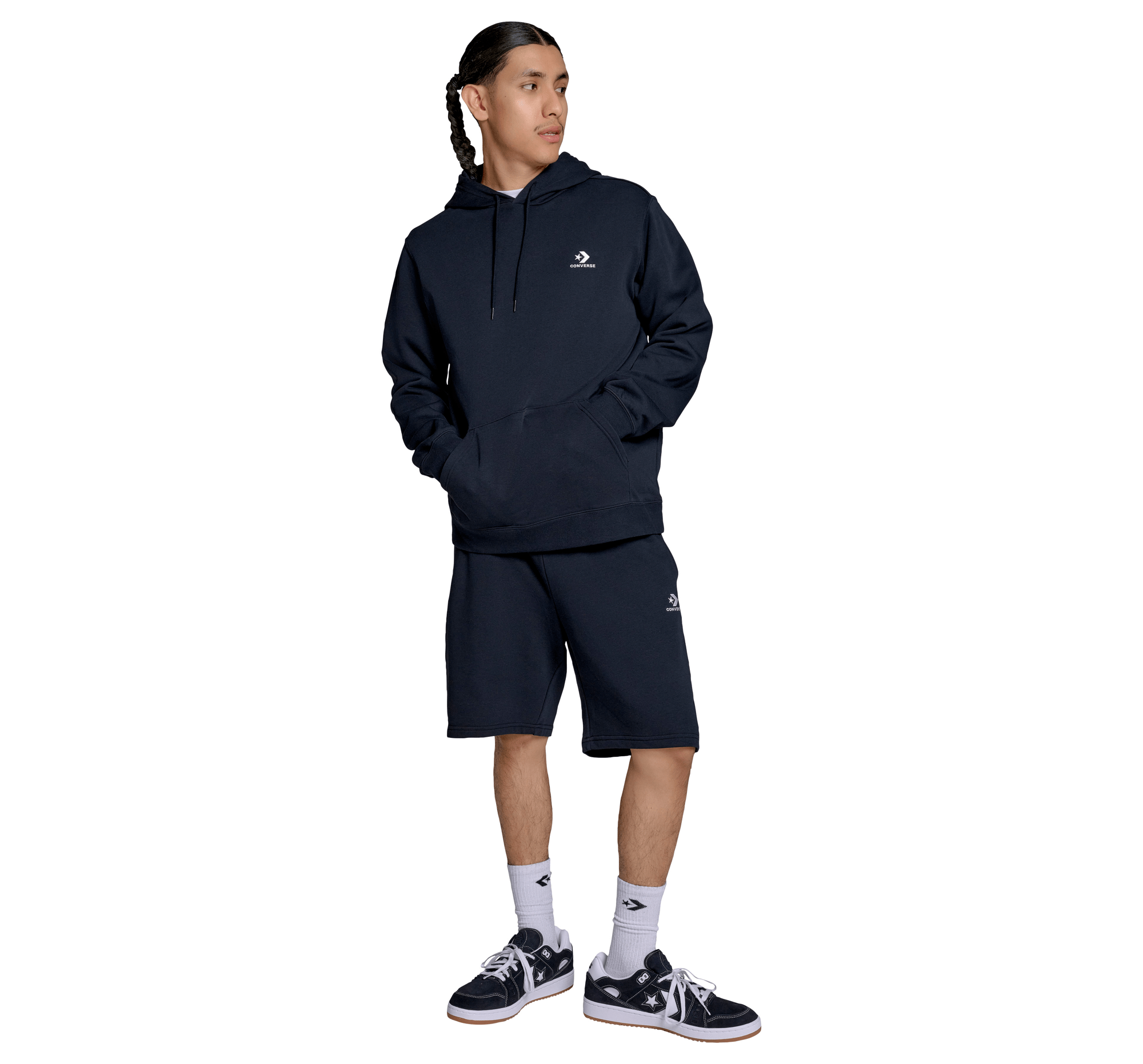 Embroidered Star Chevron Standard-Fit Fleece Hoodie